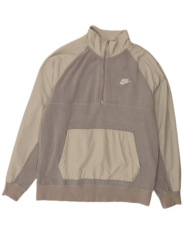 Suéter Nike Masculino Zip Neck Fleece Grande Cinza Poliéster