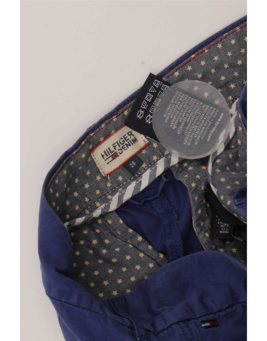 Shorts Chino feminino Tommy Hilfiger W28 algodão azul médio