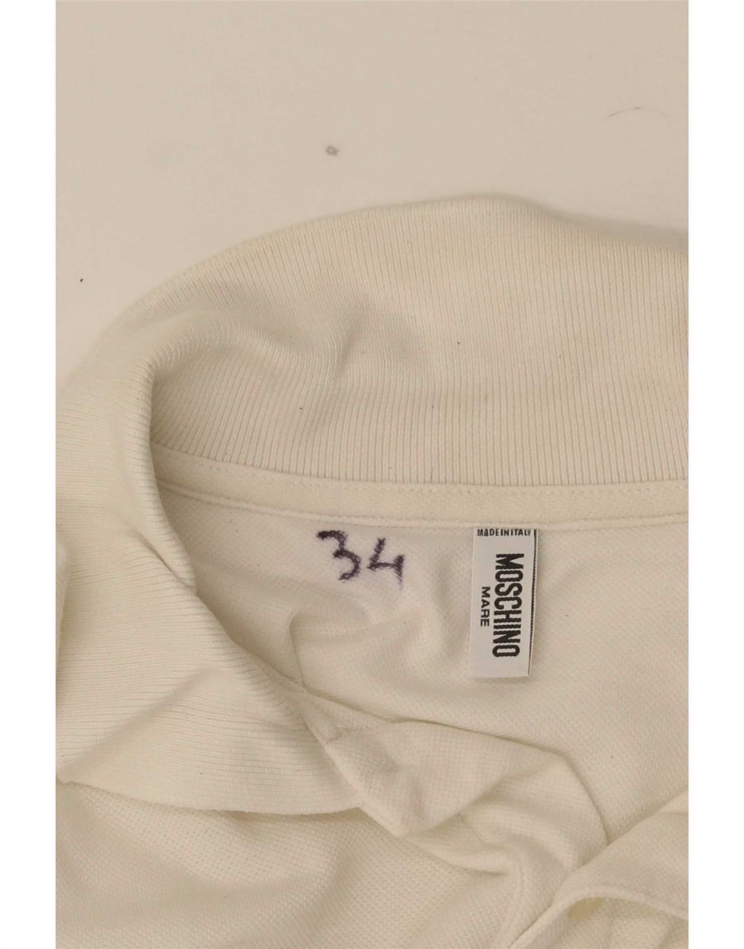 Camisa polo masculina Moschino de algodão branco médio