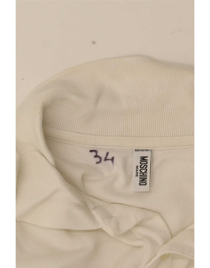 Camisa polo masculina Moschino de algodão branco médio