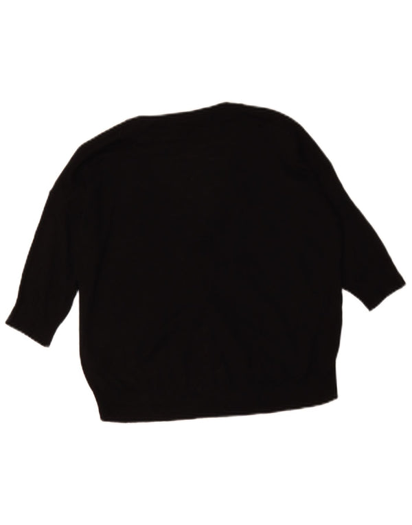 Suéter cardigã feminino Zara com manga 3/4 Reino Unido 10 pequeno preto viscose