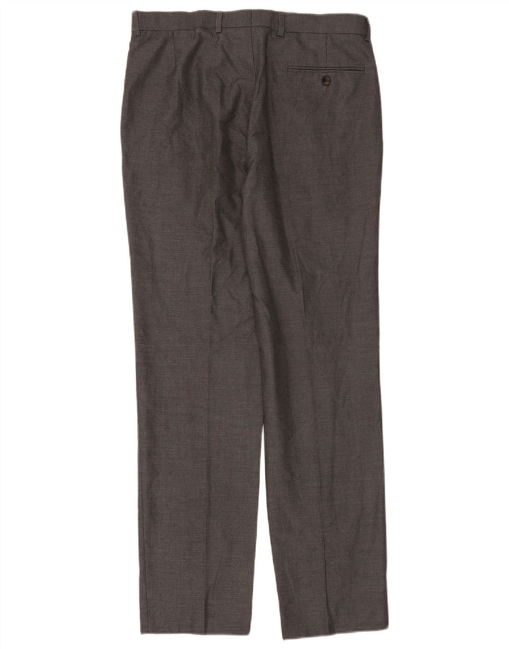 Calça masculina de terno reto Marks & Spencer sob medida W32 L33 cinza