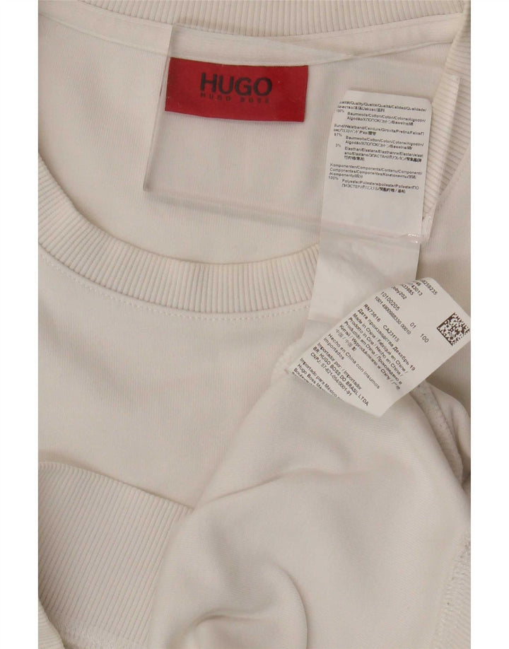 Hugo Boss moletom gráfico masculino jumper pequeno algodão colorblock branco