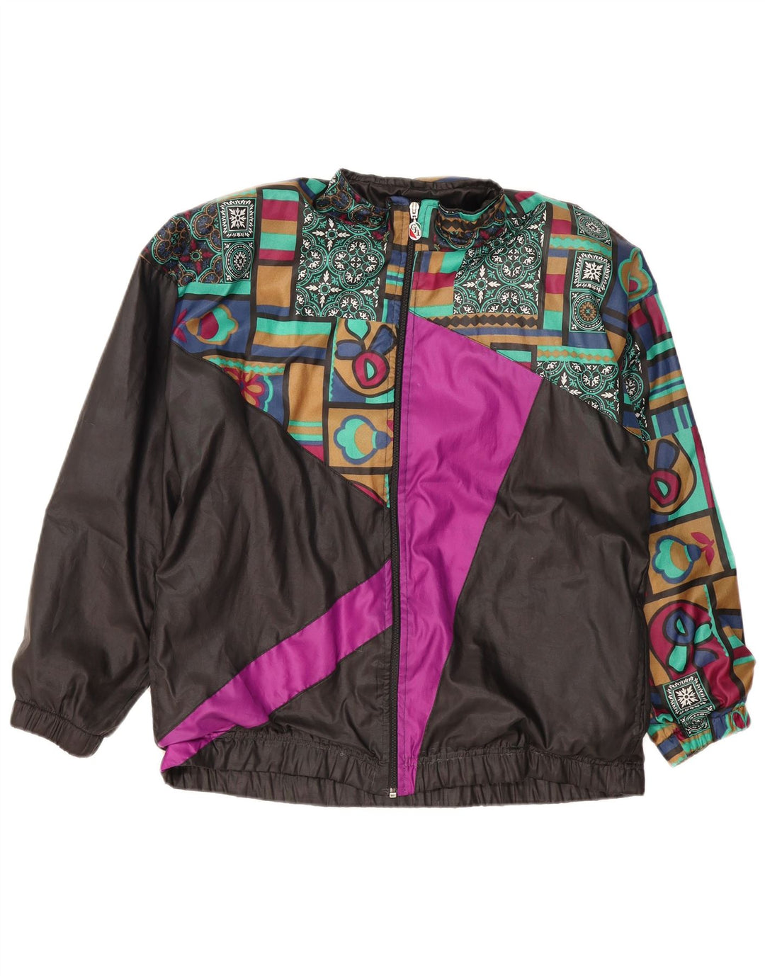 Casaco de treino masculino vintage grande algodão colorblock preto