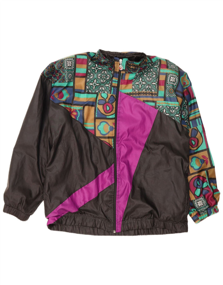Casaco de treino masculino vintage grande algodão colorblock preto