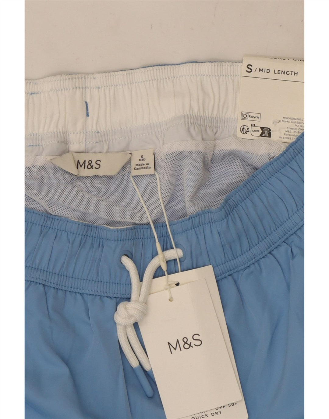 Shorts de natação feminino Marks & Spencer UK 10 pequeno azul poliéster