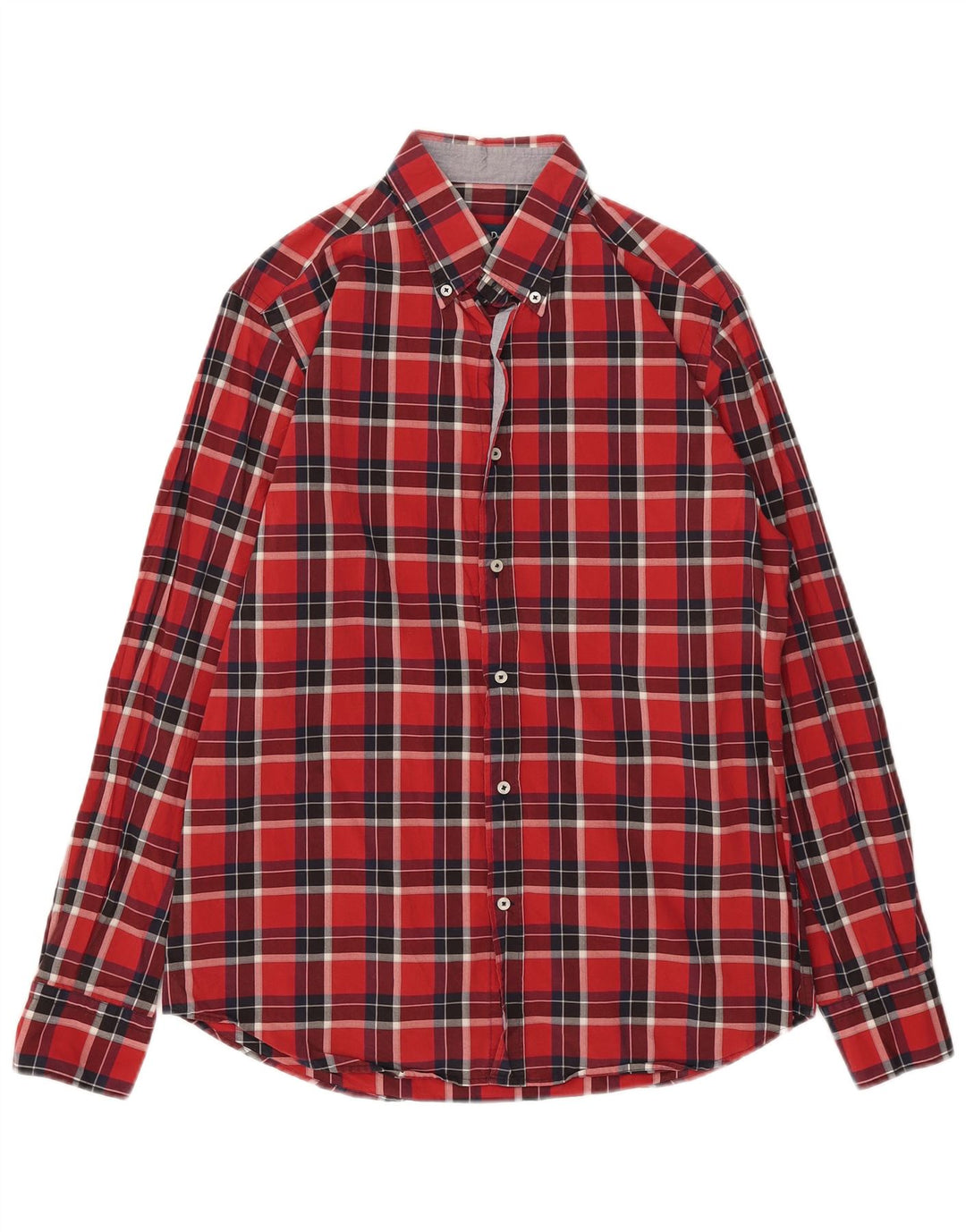 Camisa masculina de flanela Massimo Dutti casual fit grande xadrez vermelho