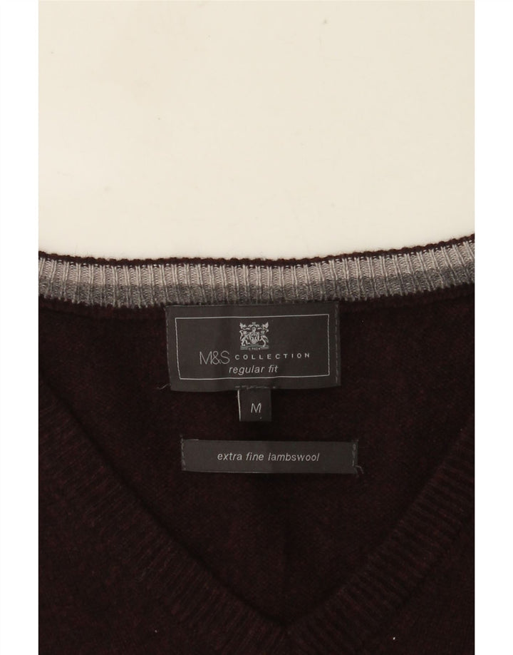 Marks & Spencer Regata masculina de ajuste regular, regata média de lã de cordeiro cor de vinho