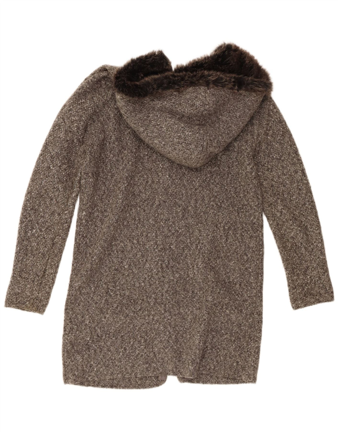 Sobretudo feminino de malha com capuz grande Zara Reino Unido 10 acrílico manchado cinza pequeno