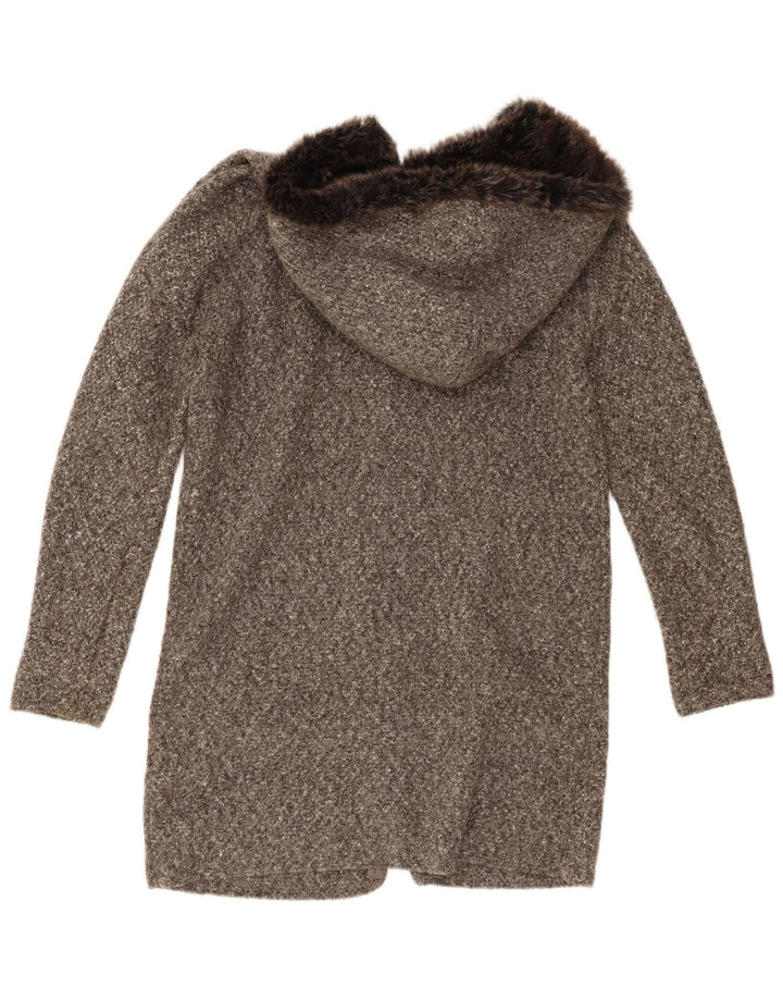 Sobretudo feminino de malha com capuz grande Zara Reino Unido 10 acrílico manchado cinza pequeno