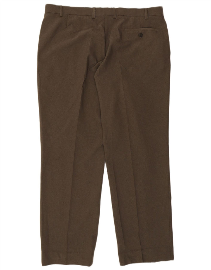 Calça masculina de terno reto Marks & Spencer W40 L30 cáqui