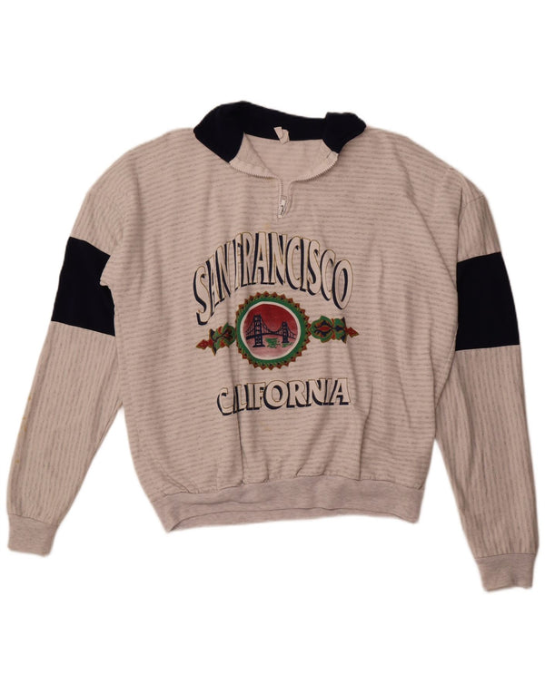 MAGIC Mens San Francisco Graphic Moletom Jumper Grande Listrado Cinza