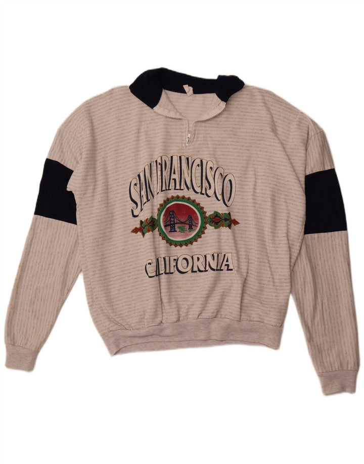 MAGIC Mens San Francisco Graphic Moletom Jumper Grande Listrado Cinza