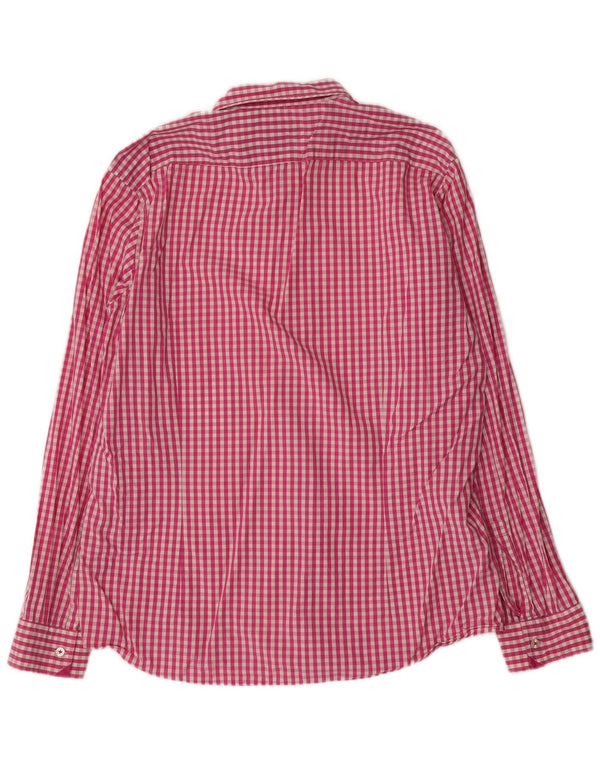 Camisa masculina Hugo Boss Regular Fit XL algodão guingão rosa