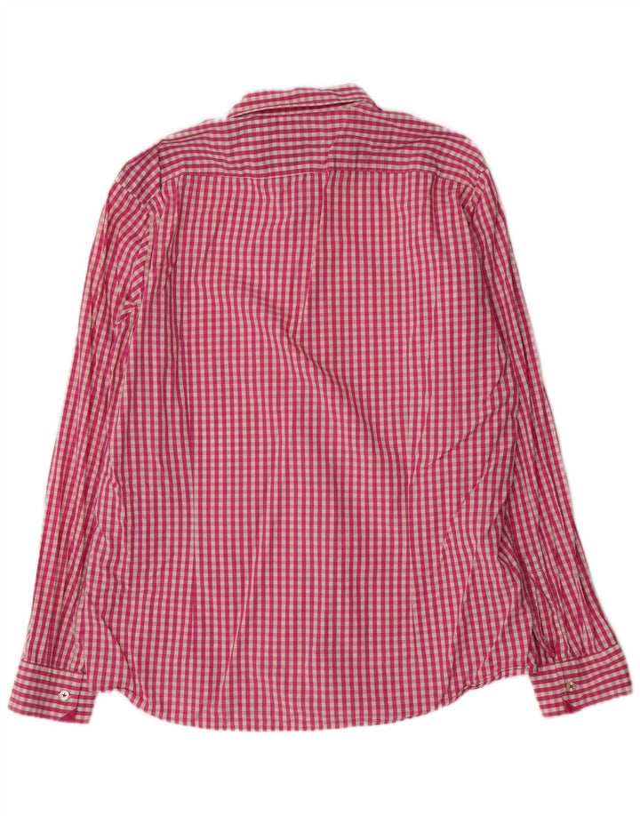 Camisa masculina Hugo Boss Regular Fit XL algodão guingão rosa