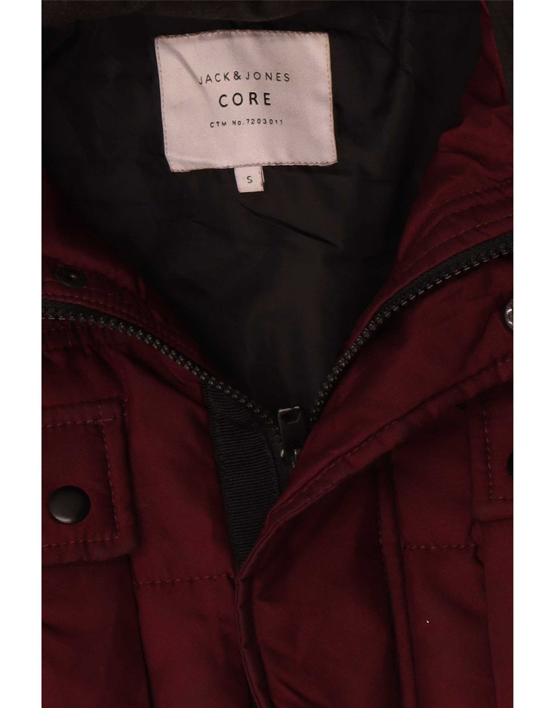 Jaqueta masculina acolchoada com capuz Jack & Jones Reino Unido 36 poliéster cor de vinho pequena