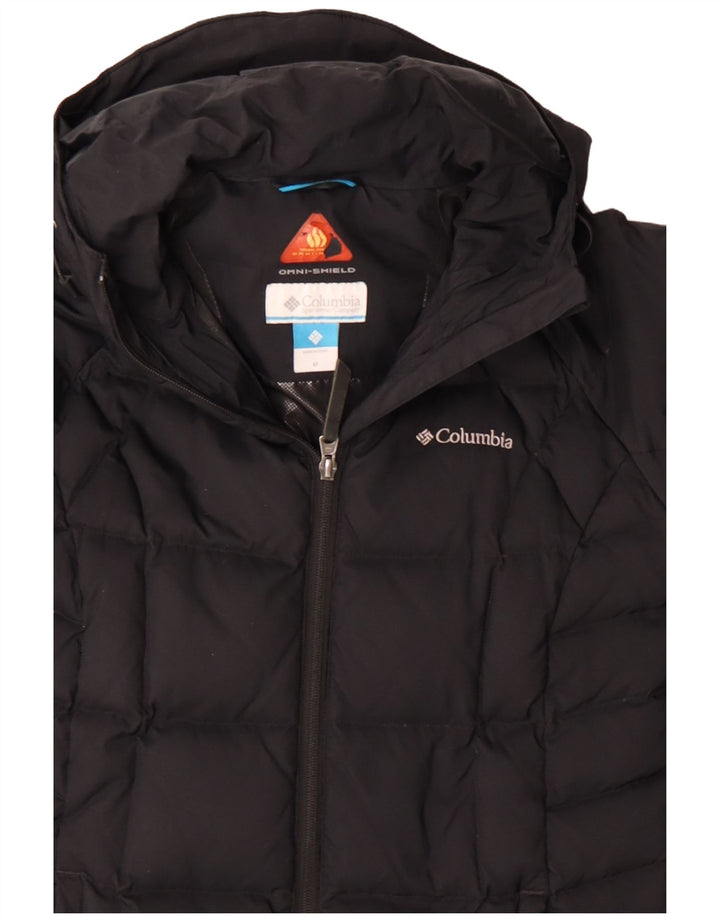 COLUMBIA Casaco feminino acolchoado com capuz Omni-Shield UK 14 médio preto nylon