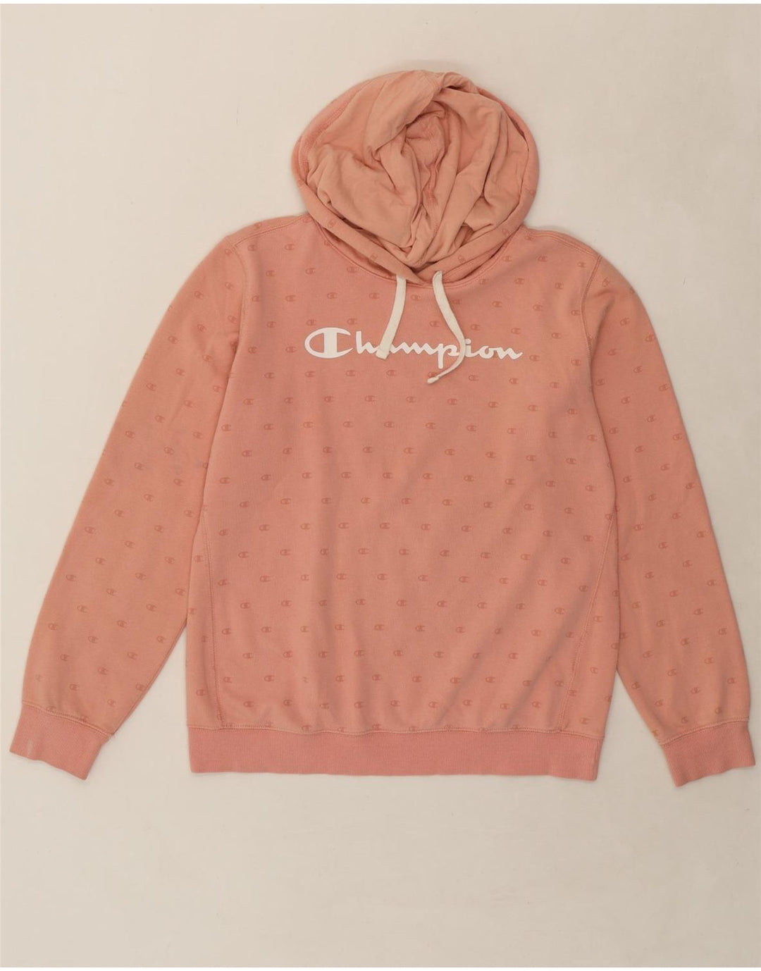 CHAMPION Womens Graphic Hoodie Jumper UK 18 XL Beige Cotton Vintage Champion and Second-Hand Champion from Messina Hembry 