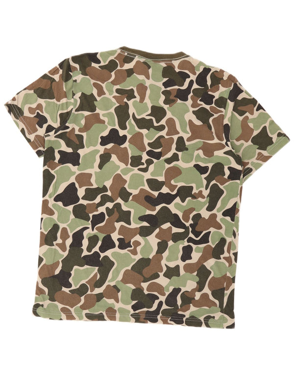 Adidas Mens Graphic T-Shirt Top Médio Verde Camuflado Algodão