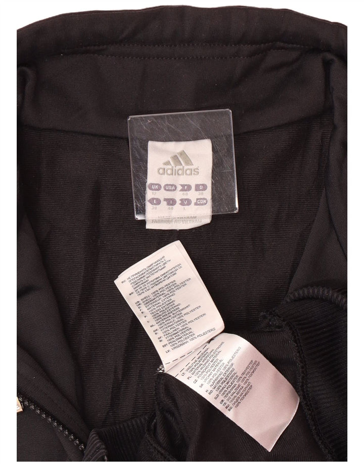 ADIDAS Womens Tracksuit Top Jacket UK 12 Médio Preto Poliéster