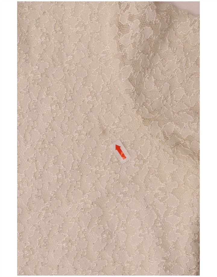 Blusa feminina vintage manga curta IT 42 médio off white poliamida