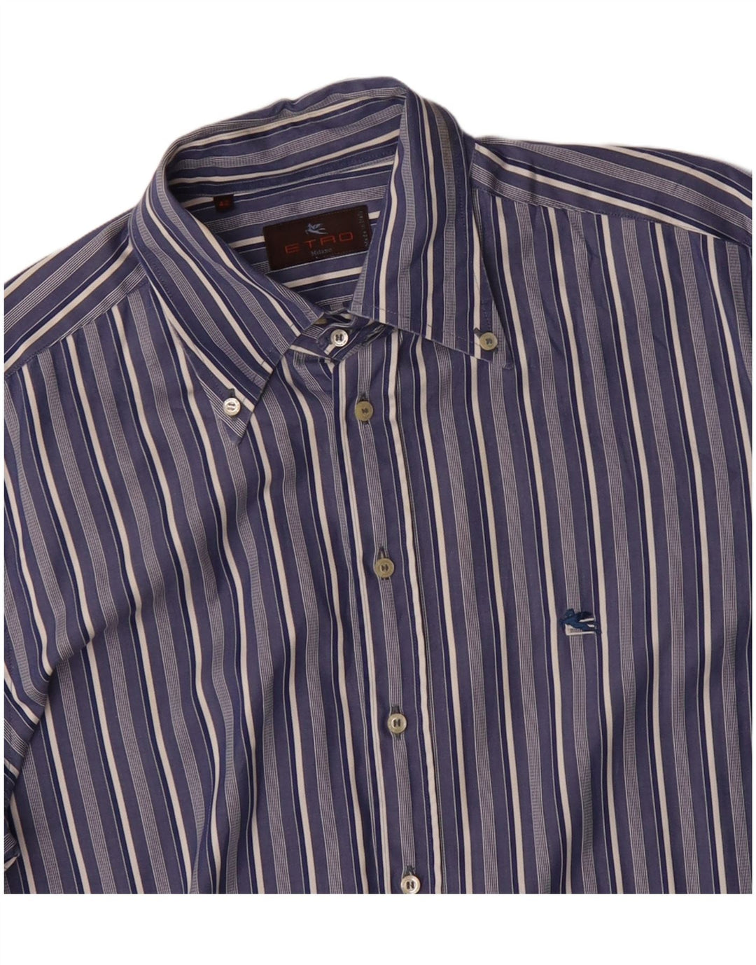 Camisa masculina Etro tamanho 42 grande algodão listrado azul