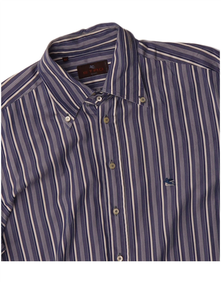 Camisa masculina Etro tamanho 42 grande algodão listrado azul