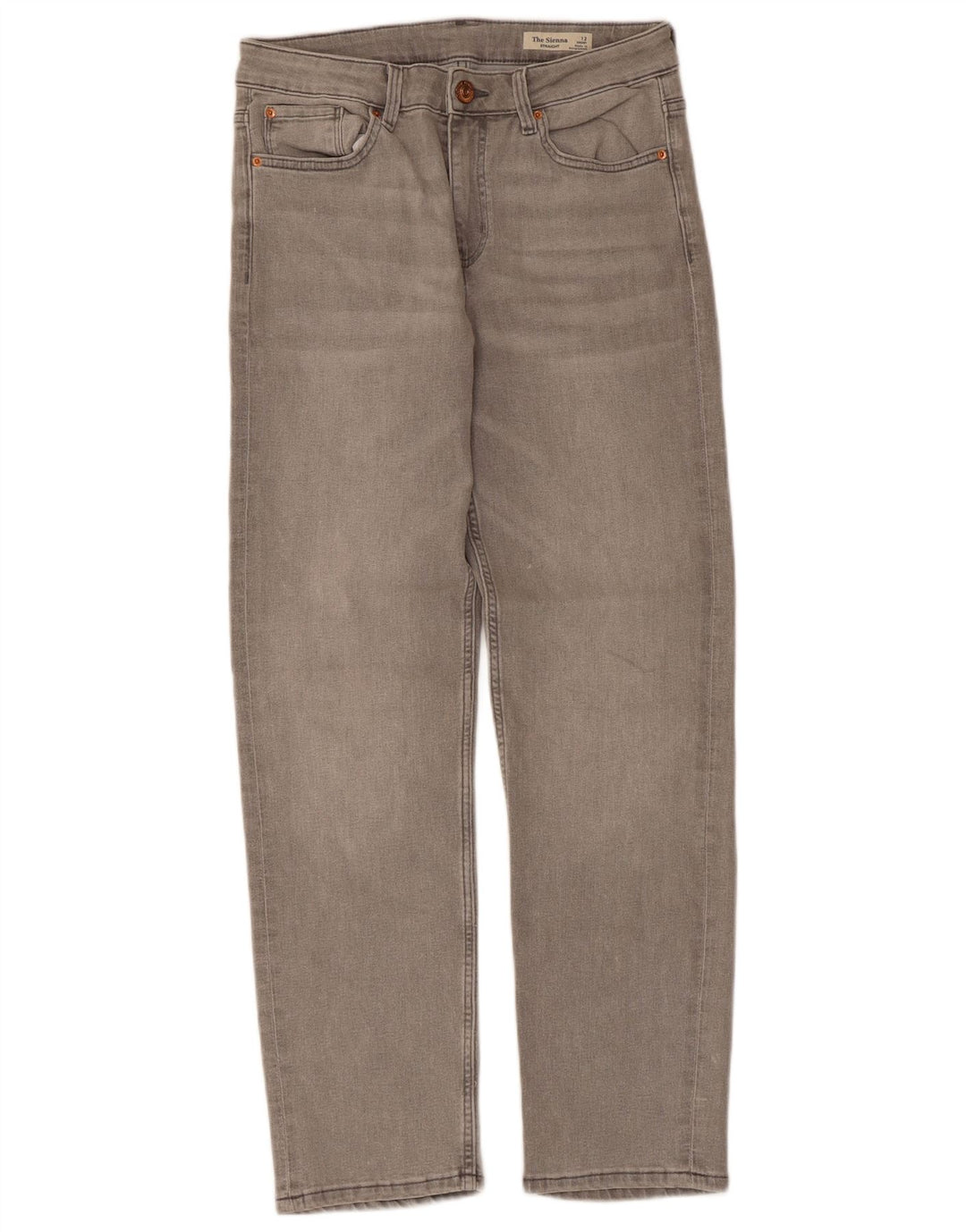 Marks & Spencer Feminino The Sienna Straight Jeans Reino Unido 12 Médio W30 L27 Cinza