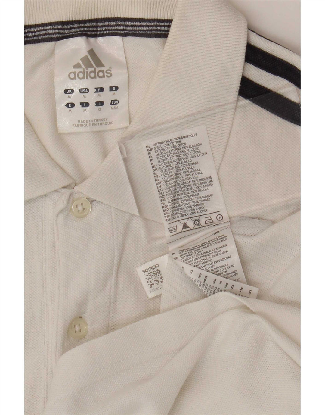 Adidas Mens Polo Camisa Médio Algodão Branco