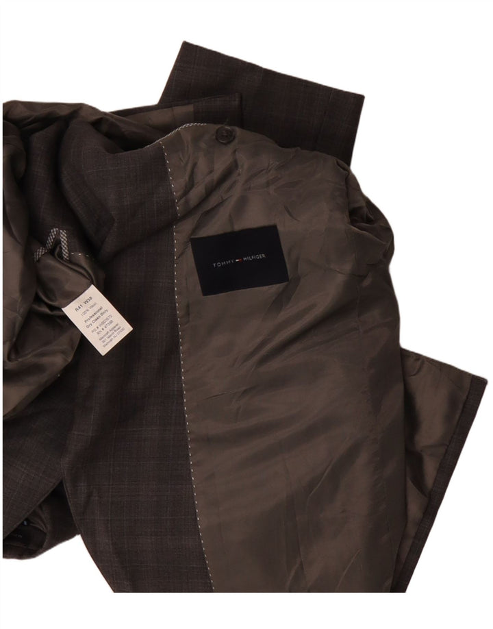 Jaqueta blazer masculina Tommy Hilfiger com 2 botões EUA 41 grande lã xadrez marrom