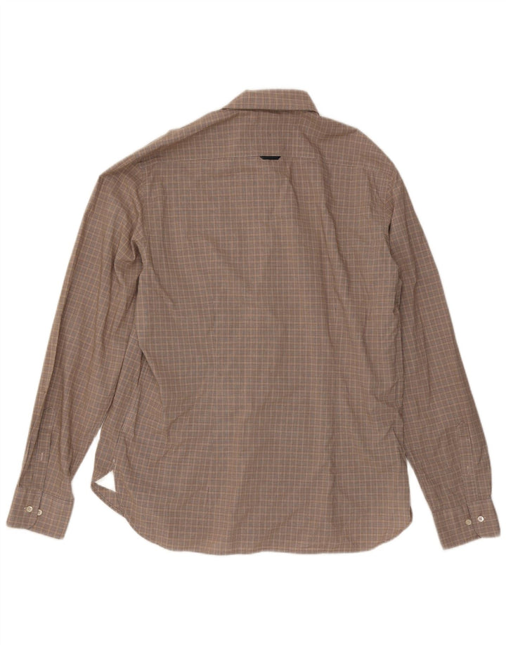 Camisa masculina Henry Cottons Slim Fit tamanho 43 grande xadrez cinza