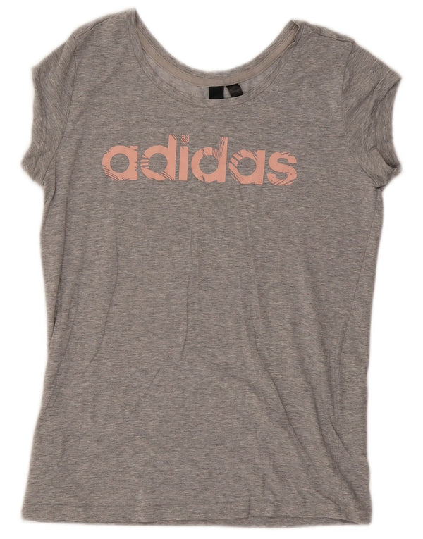 Camiseta Adidas Feminina Graphic Top UK 10 Pequeno Algodão Cinza