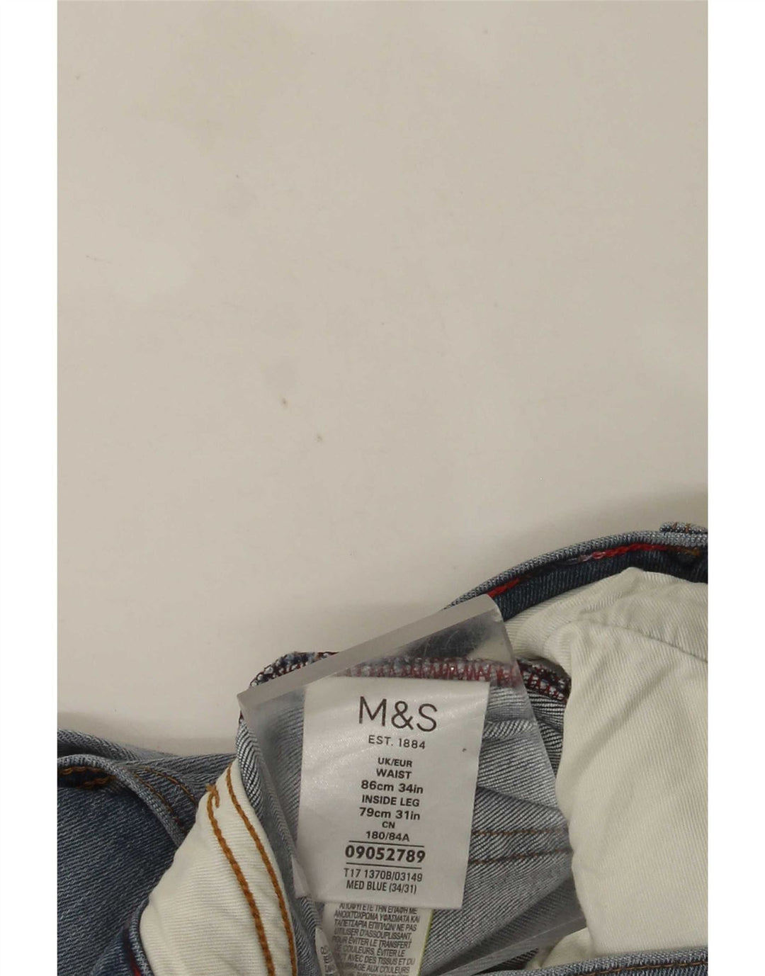 Marks & Spencer Masculino Slim Jeans W34 L31 Azul Algodão