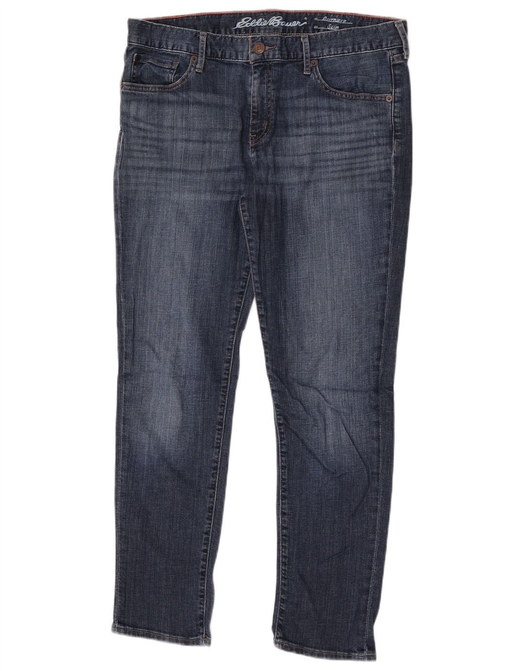 Eddie Bauer Calça jeans feminina Boyfriend Capri Slim EUA 8 médio W32 L20 azul