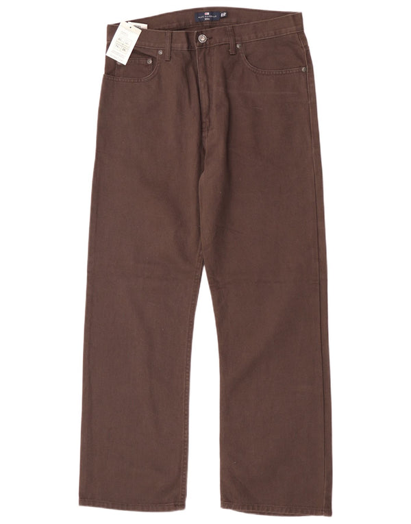 Calça jeans reta masculina Marks & Spencer Blue Harbor W32 L29 algodão marrom
