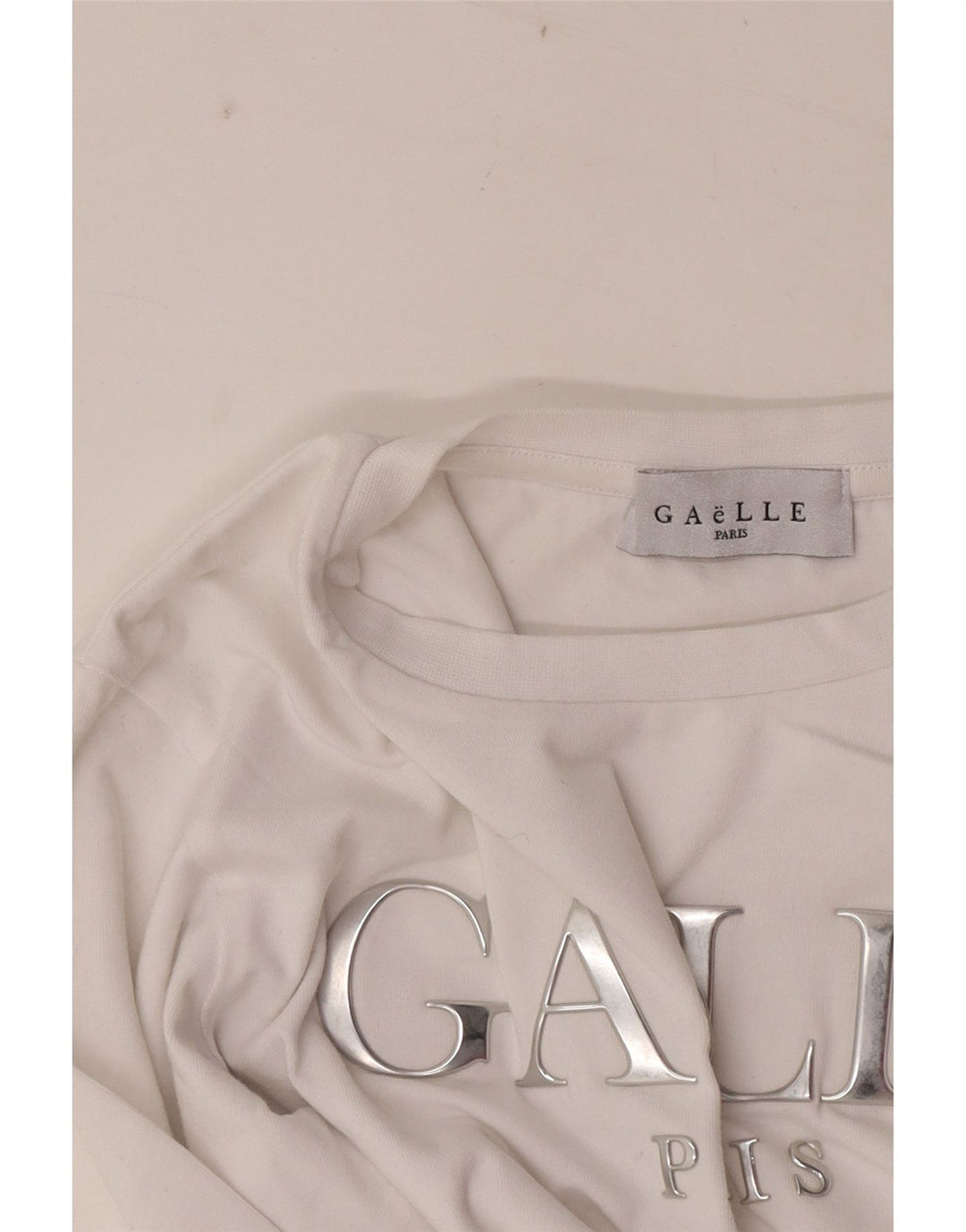 Gaelle Top gráfico feminino manga comprida UK 6 XS branco
