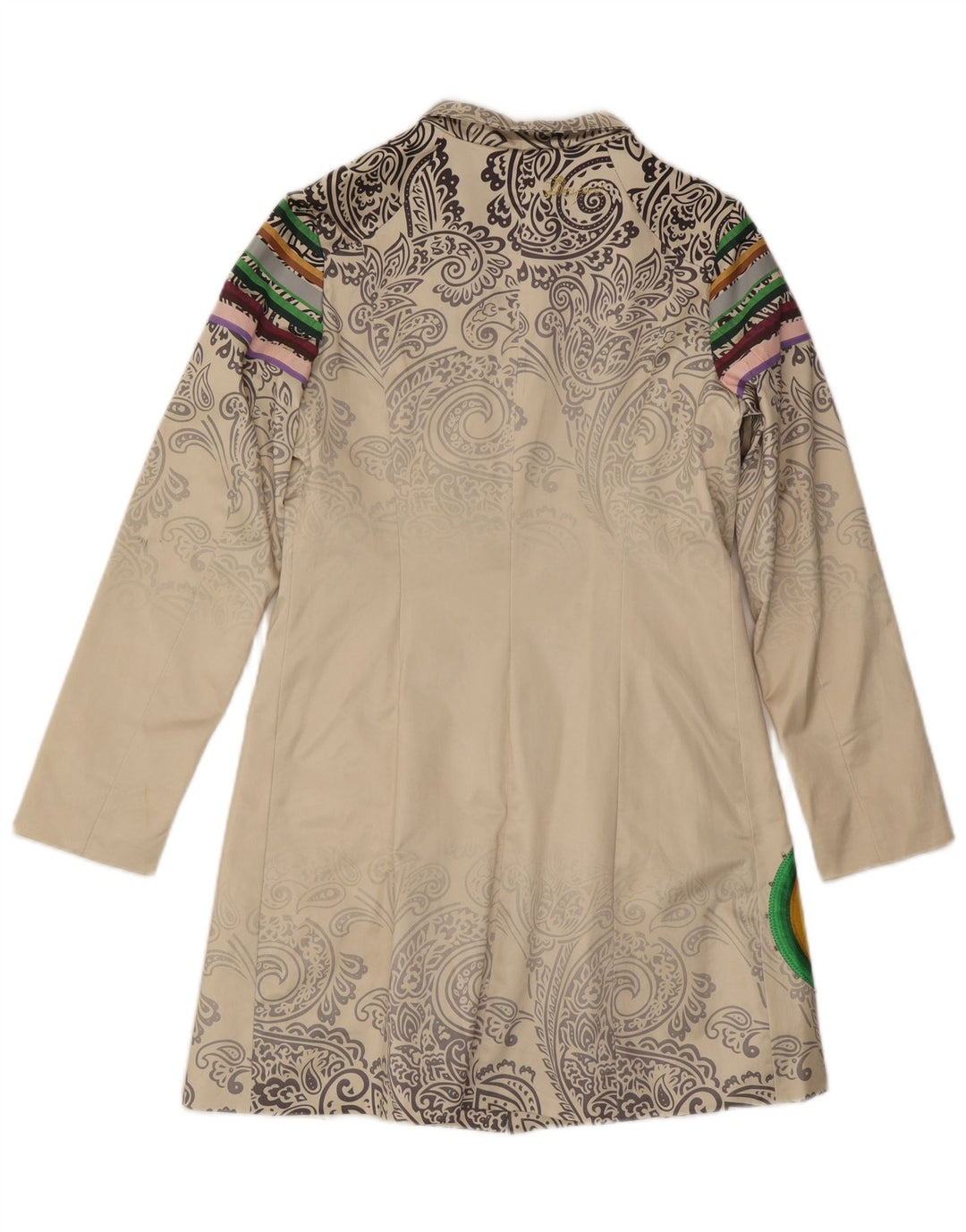 Sobretudo feminino Desigual EU 40 médio algodão paisley branco