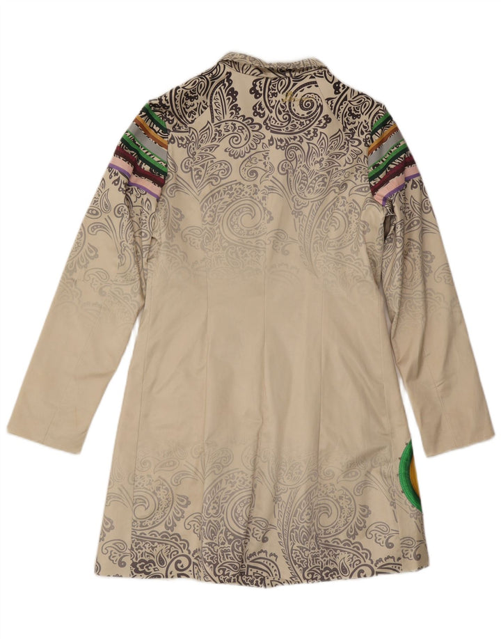 Sobretudo feminino Desigual EU 40 médio algodão paisley branco