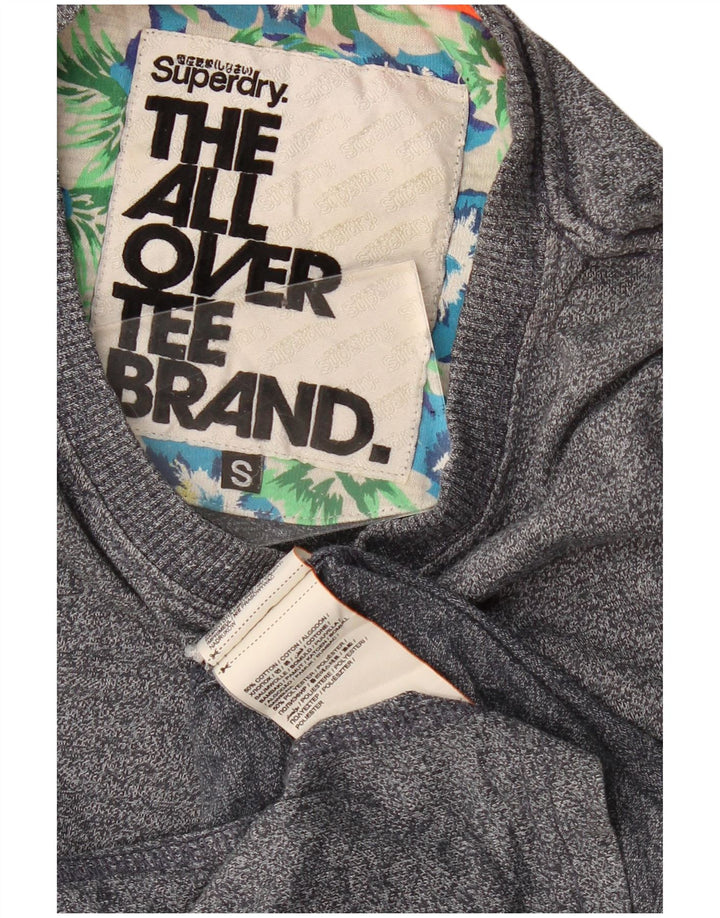 Camiseta masculina Superdry Top pequeno algodão manchado cinza