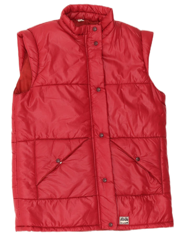 Colete acolchoado feminino vintage IT 46 grande poliamida vermelha