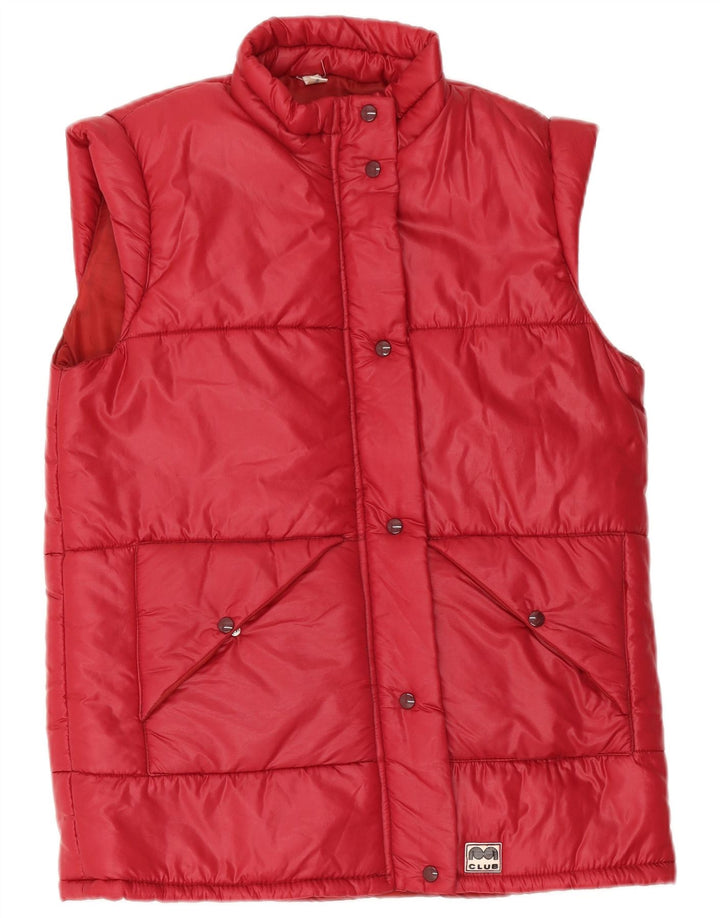 Colete acolchoado feminino vintage IT 46 grande poliamida vermelha