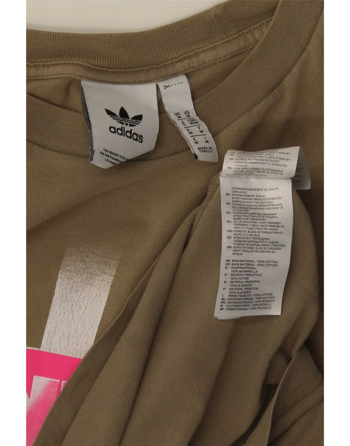 Adidas Mens Graphic T-Shirt Top Médio Algodão Cáqui
