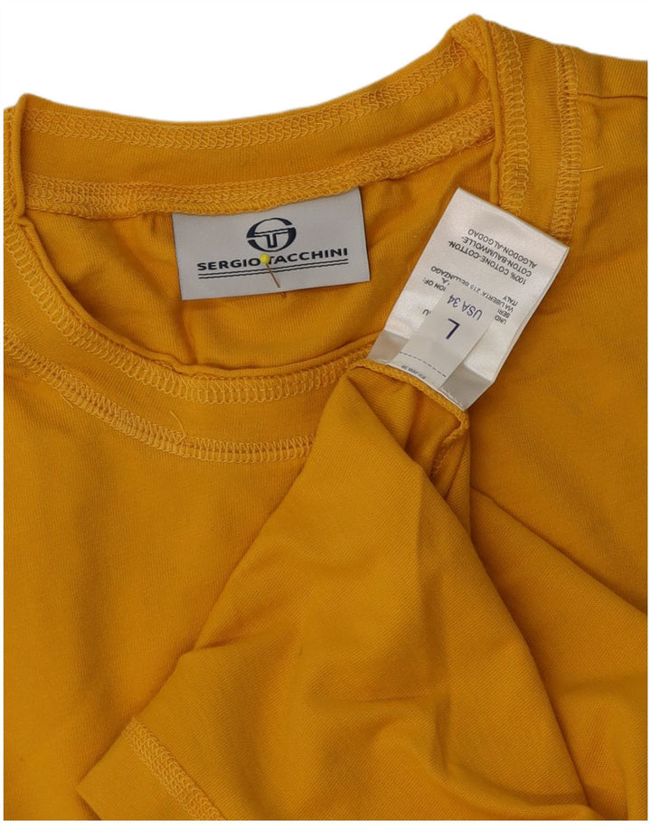Sergio Tacchini Top masculino manga comprida grande algodão listrado amarelo