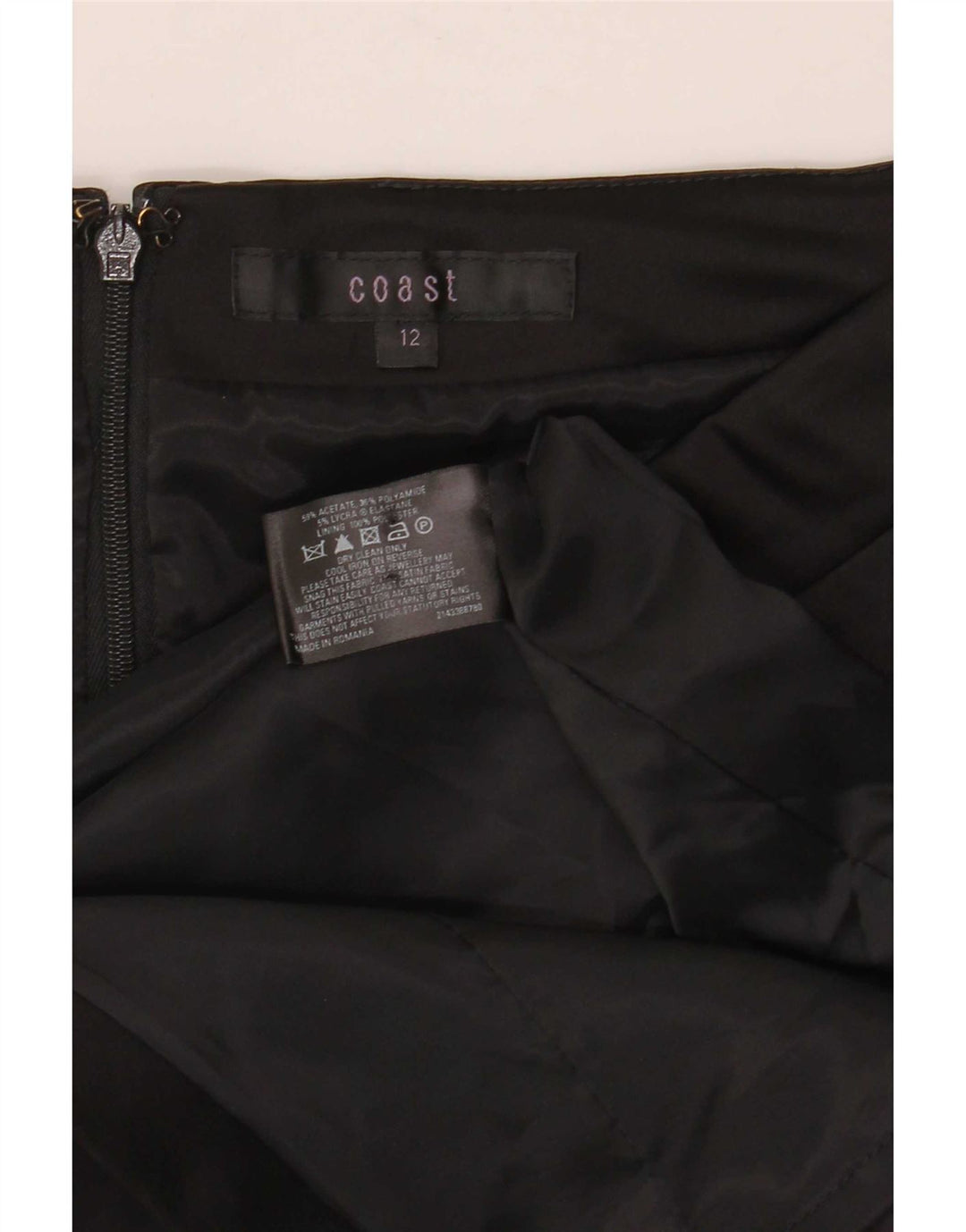 Vestido feminino Coast sem ombros com bainha UK 12 acetato preto médio