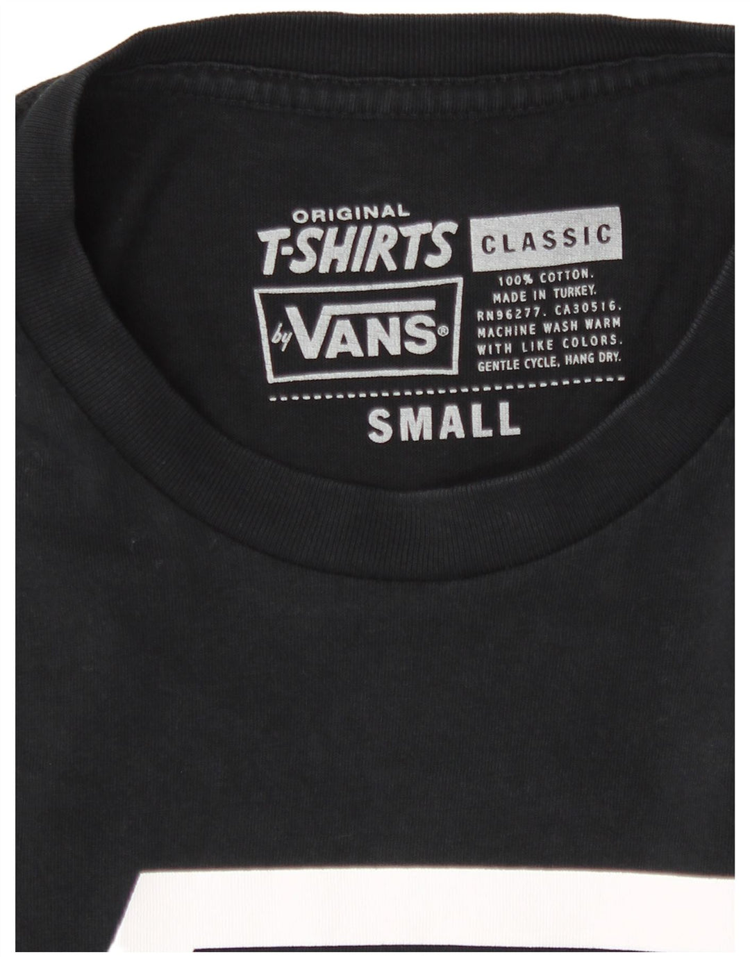 Vans Mens Classic Graphic T-Shirt Top Pequeno Algodão Preto