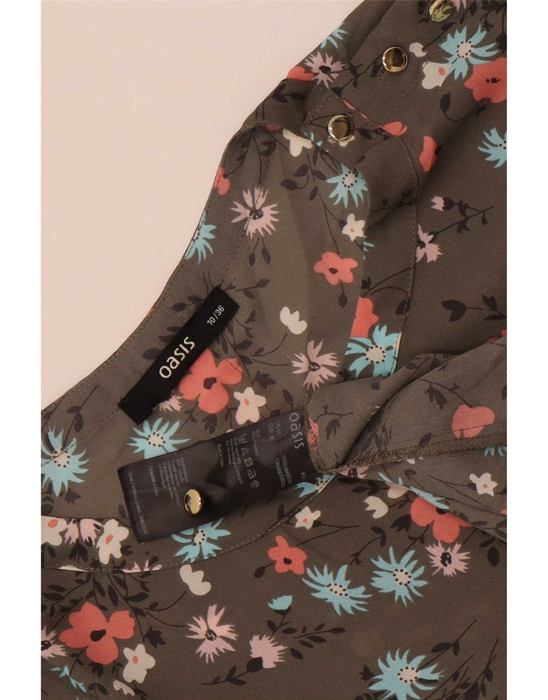 Blusa oversized feminina Oasis UK 10 pequena cáqui floral poliéster