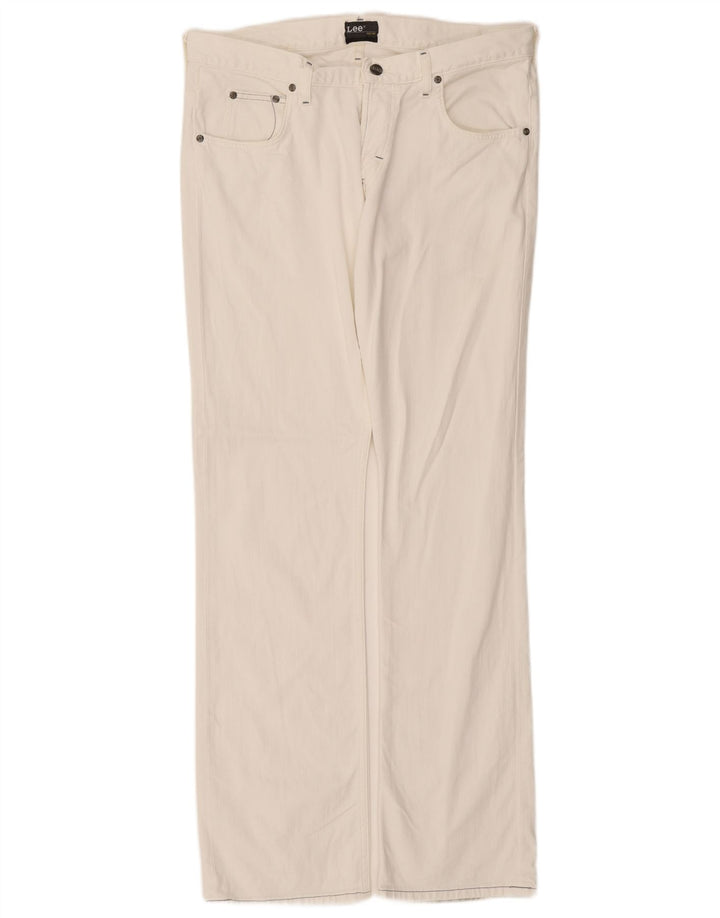 Lee Mens Knox Straight Jeans W36 L34 Algodão Branco