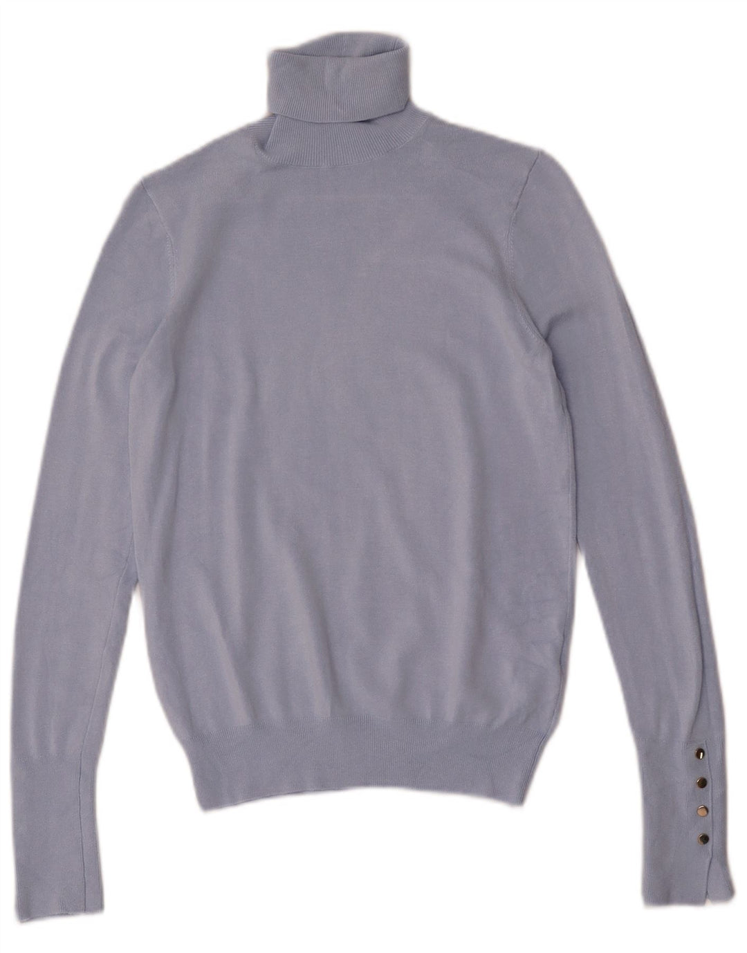 Suéter feminino Zara com gola redonda e viscose azul pequena Reino Unido 10