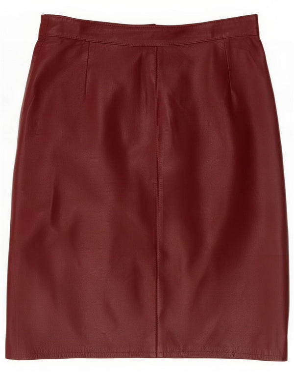Private Womens Leather Skirt IT 48 XL W32 Burgundy