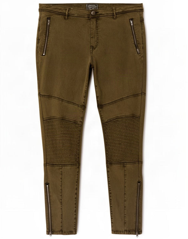 Calça Chino Superdry Feminina Slim XL W36 L26 Cáqui Viscose